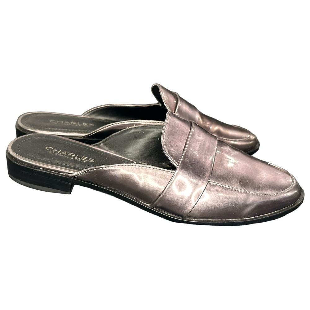 Charles by Charles David Georgi Loafer Shoes Charcoal Metallic Mules Size 10